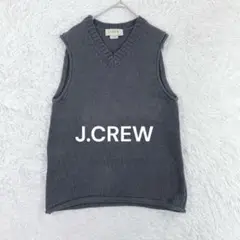 ジェイクルー J.CREW Vネックニットベスト S チャコールグレー コットン