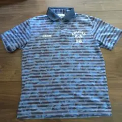 adidas ストライプカモフラポロシャツ L