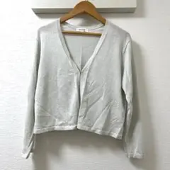 PLST グレー カーディガン Mサイズ　ラメ入り　ホワイトグレー