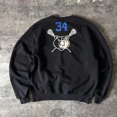 Champion ECO ブラックスバーグ ラクロス刺繍スウェット 黒 M古着