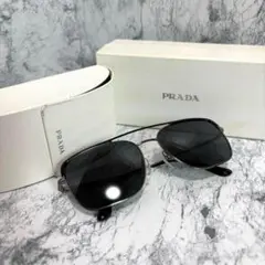 【美品】PRADA プラダ サングラス SPR53V ダブルブリッジ ブラック