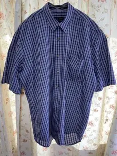 dunnill コットン　半袖　シャツ 青系