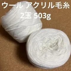 ウール アクリル 並太 毛糸 2玉セット 503g オフホワイト 編み物 A12