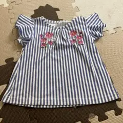 ストライプ柄フリル袖Tシャツ 95