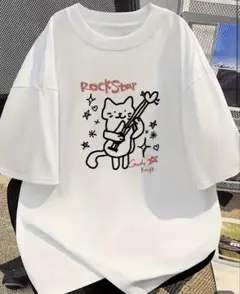 パロディTシャツ 未使用新品 可愛い！ロックスター猫 コットン100%