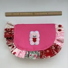 移動ポケット　ピンクくま