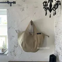mauve ハンドメイド　コロンとしたバッグ　中サイズ　アンティークベージュ