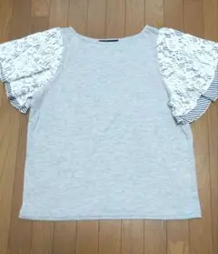 IMAGE イマージュ★フレアスリーブカットソー　レース袖