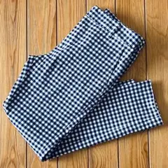 【限定セール・美品】イエナ 小さめ ギンガムチェックパンツ ストレッチ 白 紺