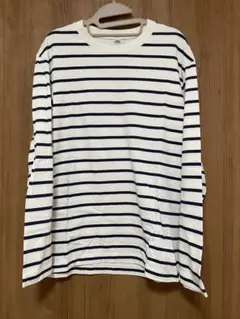 ユニクロ　ボーダーT ホワイト ストライプ 長袖Tシャツ M