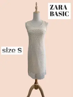 【美品】ZARA BASIC ノースリーブレースワンピース S