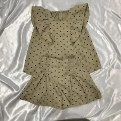 水玉模様フリルセット 120cm　セットアップ　GU　ネコ