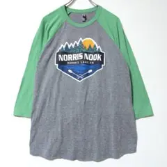 ラグラン 7分袖 Tシャツ 緑×グレー Norris Nook