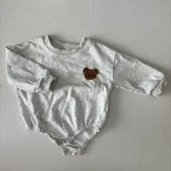 美品✨ベビー服 グレー 可愛いクマ付き ロンパース 6-9M