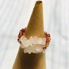 天然石ローズクォーツ　さざれ石ビーズリング11〜13