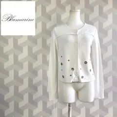 【ブルマリン】美品 イタリア製 丸首 ビジュー カーディガン Blumarine