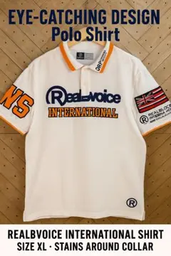 REALBVOICE 刺繍ロゴ ポロシャツ XL 白×橙