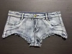 デニムホットパンツ　ショートパンツ　高ストレッチ　XXL