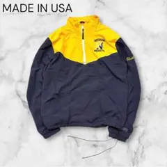 USA製ナイロンジャケットプルオーバードローコードミシガンカラー刺繍ロゴ