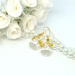 ♥854✨Swing✨クリア すずまるビーズ ピアスorイヤリング