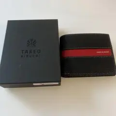 新品箱付き❗️TAKEO KIKUCHI 二つ折り財布 ブラック/レッド