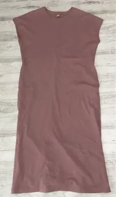 【匿名配送】UNIQLO スムースコットンフレンチスリーブロングワンピース M