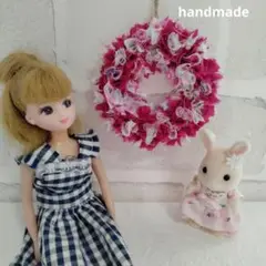ハンドメイド布リース ぷちリース（hana あざやか）