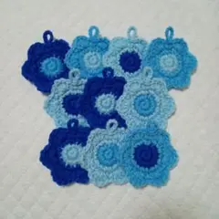 お花のミニたわし10枚(青系)
