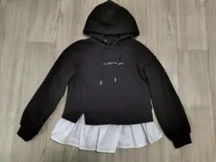 黒裾フリルパーカー