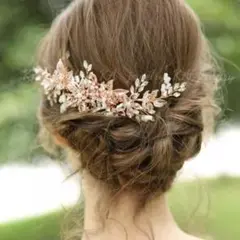 ☆ローズゴールド☆ヘッドドレス ウェディング 結婚式 ヘアアクセサリー