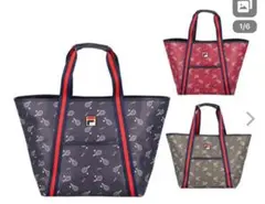 FILA テニスラケット柄トートバッグ ワイン