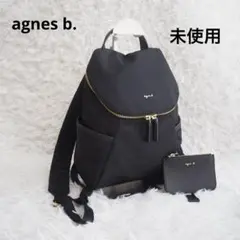 未使用✨アニエスベー リュック ナイロン ロゴ ゴールド金具 ポーチ付き