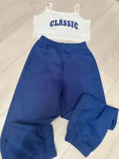 8Y 女の子kpopダンスセットアップ　ブルー