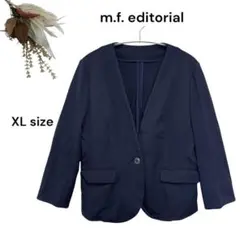 エムエフエディトリアル　ノーカラージャケット　XL ネイビー　シングルボタン