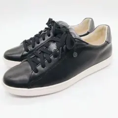 ブソラ サイドジップ レザー スニーカー ブラック 38　524
