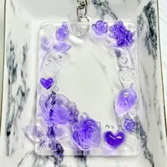 トレカキーホルダー トレカデコ　紫　ローズ