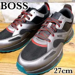 タグ付き未使用 BOSS メンズ ミックスマテリアル ローカットスニーカー