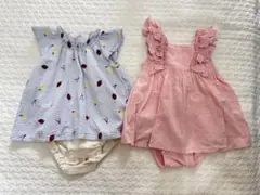 プティマイン　夏ロンパース　ワンピース風　70センチ 2枚セット