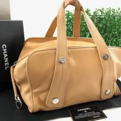 美品 CHANEL ソフトレザー ハンドバッグ ベージュ シルバー金具