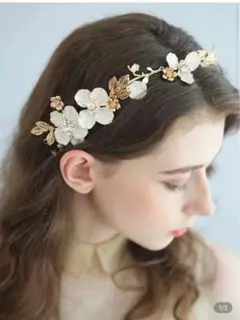 花と葉のデザイン ヘアアクセサリー