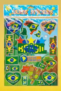 ブラジル　国旗柄シール&ステッカー 1シート(20シール)
