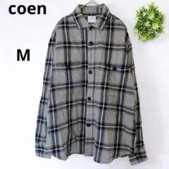✨美品✨コーエン❣️長袖 シャツ チェック柄 カジュアル カーキ/ネイビー M