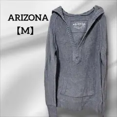 ARIZONA 【M】グレー フード付きパーカー Vネックポケットあり