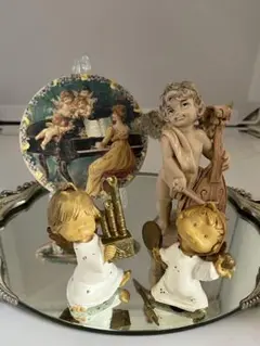 イタリア製天使の置物３点と、天使のアートプレート