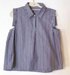 ★最終SALE★  LE SOUK ル スーク　ストライプノースリーブシャツ38