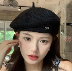 ベレー帽 ハンチング 麦わら ブラック　通気性 調整可 帽子 おしゃれ 涼しい