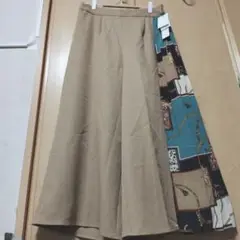 新品 Spinkle スカーフ柄 切り替え ワイドパンツ ゆったり L