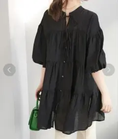 新品☆ディスコート☆前後2WAYバックティアードチュニック☆ブラック