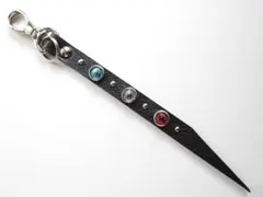 ➁3色カラフルジュエルキーホルダーストラップ スタッズワークアリゾナレザー