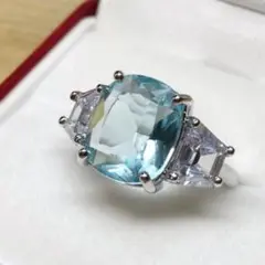 シルバー925 アクアマリンのリング 14号
